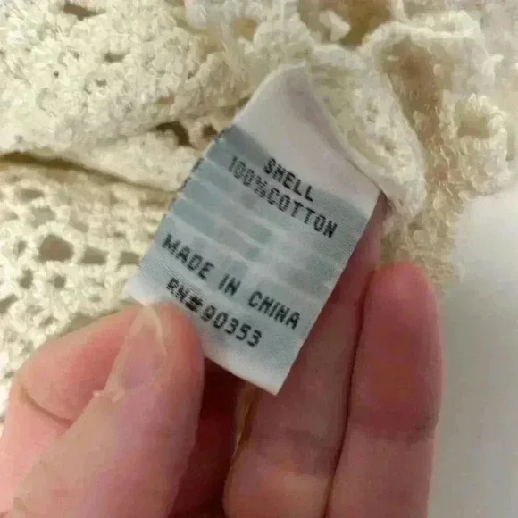 100% cotton, crochet open knit size medium crop top fiber rebellion - Picture 8 of 9